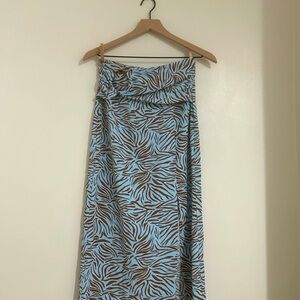 Blue and Brown Zebra Print Women's Skirt